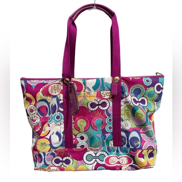Coach Poppy Weekender Multicolor Duffle Tote Bag - Picture 1 of 16